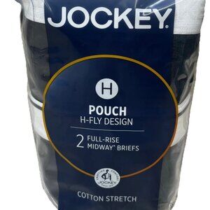 Jockey Midway Briefs H-Fly Pouch Full-Rise Black Size 2XL, 2 pkgs. x 2pr. = 4pr.